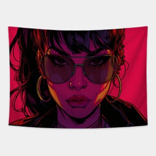 Retro Vintage 80s Miami Girl Tapestry