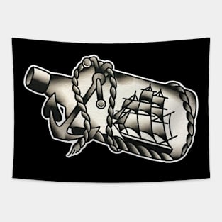 Ship in a Bottle Tattoo Design Tapestry