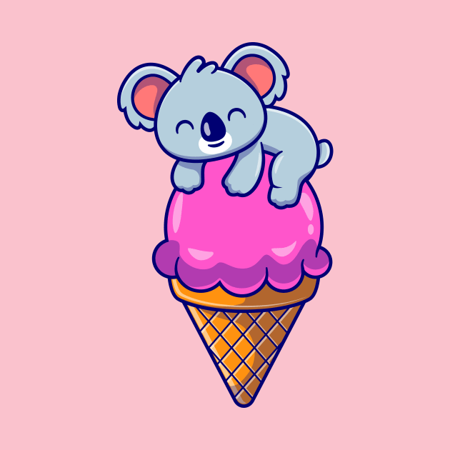 Cute Koala On Ice Cream Cone Cartoon by Catalyst Labs