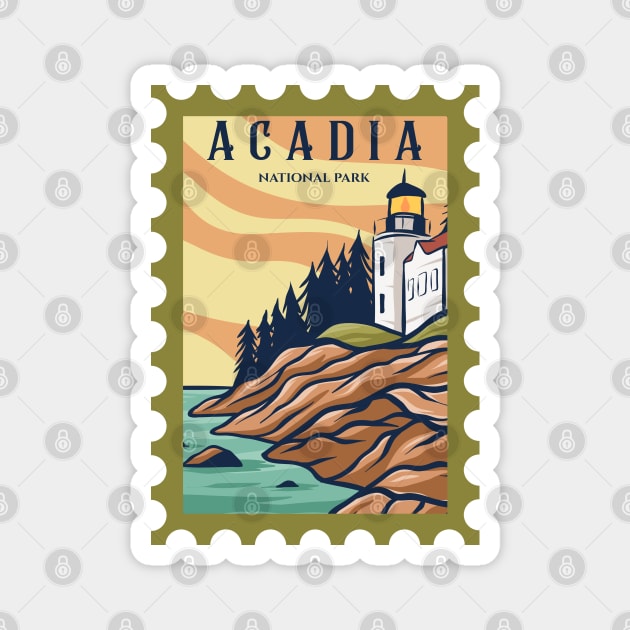 Acadia National Park Stamp Magnet by CardboardCotton