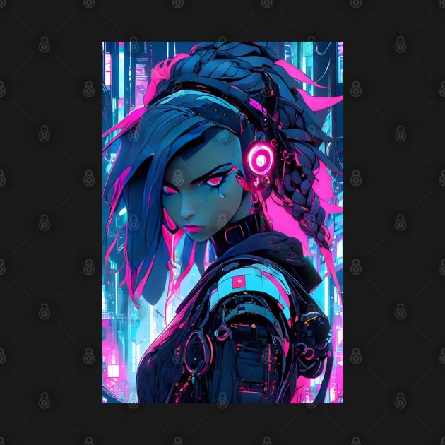 Neon cyberpunk girl by Spaceboyishere