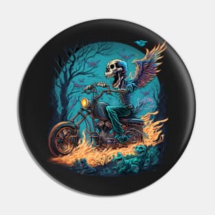 Skeleton riding a motorcycle Pin