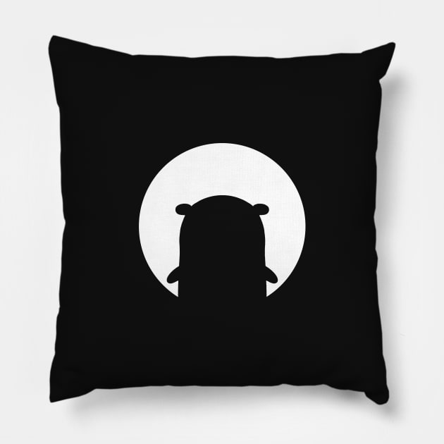 Golang Gopher White Silhouette Pillow by clgtart