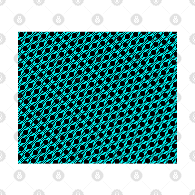 Pattern hexagon blue on black background by la chataigne qui vole ⭐⭐⭐⭐⭐