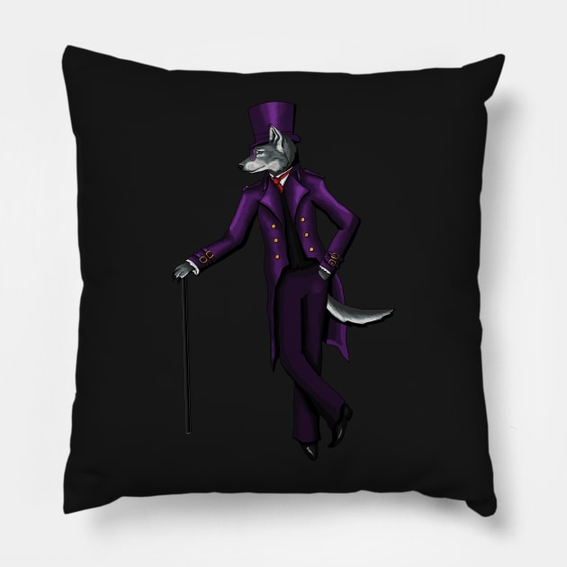 Wolf in top hat Pillow by HelenaCooper