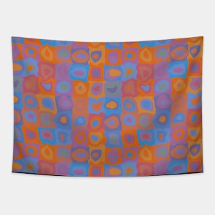 Vibrant Tropic Sky  - Retro Geometric Wobbly Square Grid Pattern Tapestry