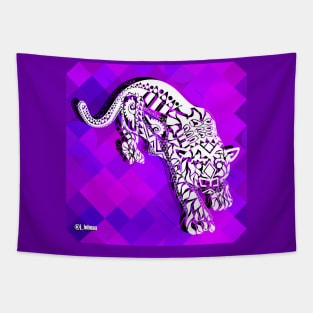 deep purple floral tiger ecopop Tapestry