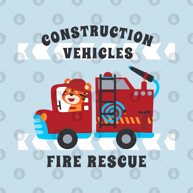 Vector illustration of contruction vehicle with cute litle animal driver by KIDS APPAREL