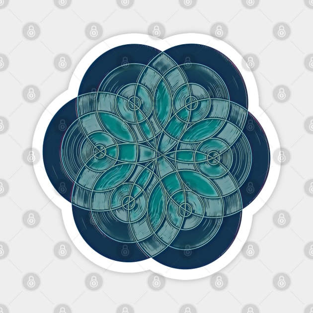 Flower Of Life Blue Green Magnet by Dual Rogue