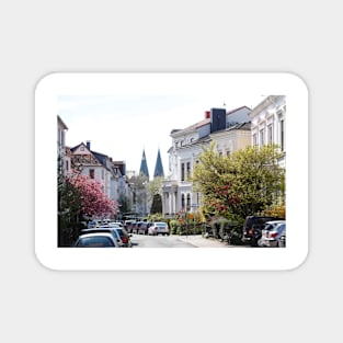 Old Bremen houses in the Fedelhör street with cathedral towers, Bremen, Germany, Europe Magnet