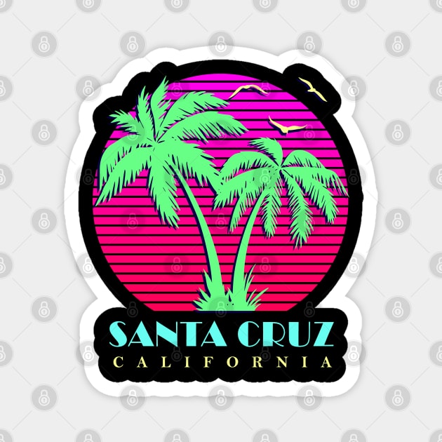 Santa Cruz California Palm Trees Sunset Magnet by Nerd_art