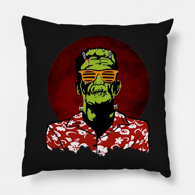 Frankenstein is on vacation - Frankie goes to Holiday Pillow by Quentin1984