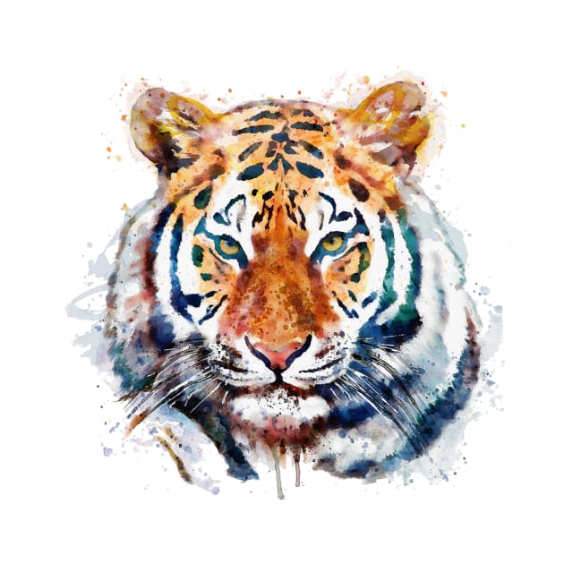 Tiger Head watercolor by Marian Voicu