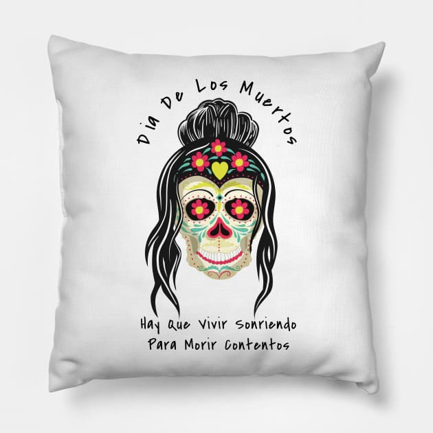 Day of the Dead Mexican Skull Chicana Santa Muerte Gifts Pillow by gillys