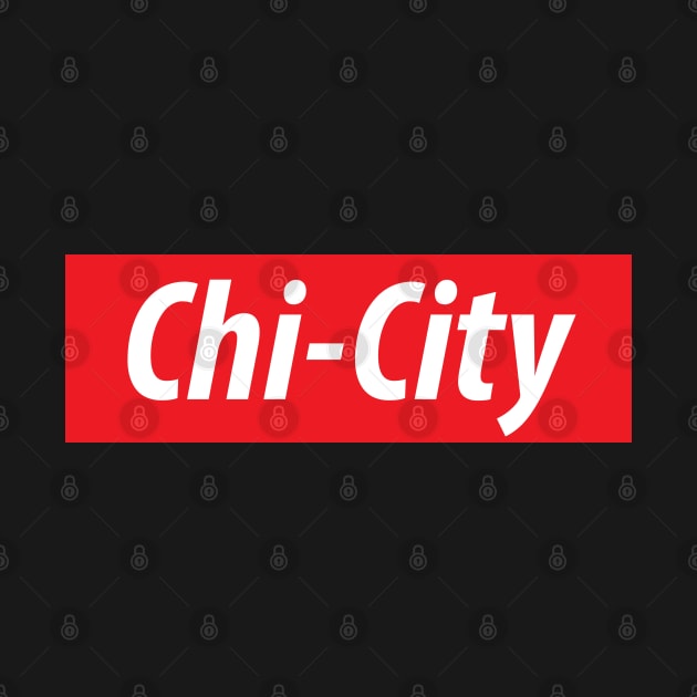 'Chi-City' Chicago USA white text on red background by keeplooping