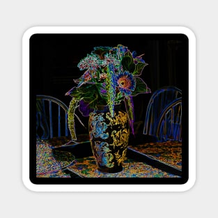 Black Panther Art - Flower Bouquet with Glowing Edges 2 Magnet