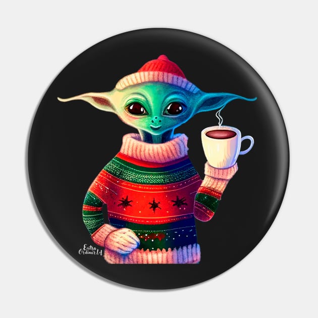 Christmas Funny Alien Wearing Sweater Pin by extraordinar-ia