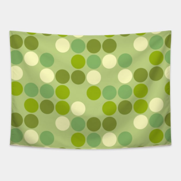 Deco Dots Spheres Circles Orbs Mid Mod Classy Print Pattern Greens Tapestry by Shayna