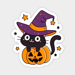 Pumpkin Cat,Black Cat Art Magnet