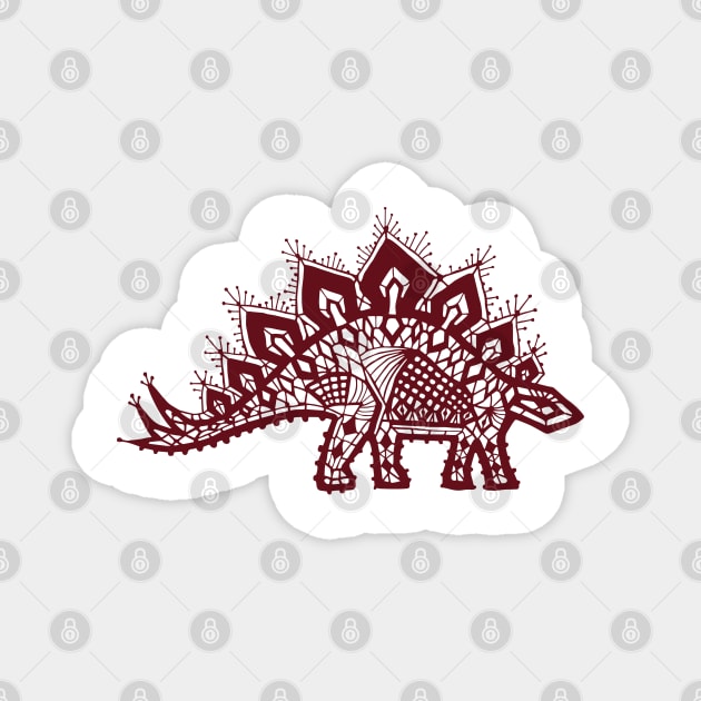 Stegosaurus Lace - Burgundy Magnet by andreaalice