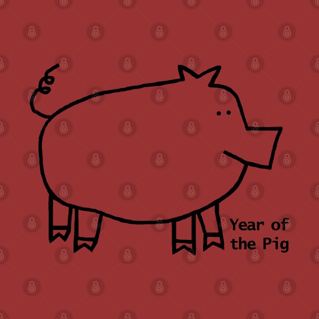 Small Year of the Pig Outline by ellenhenryart