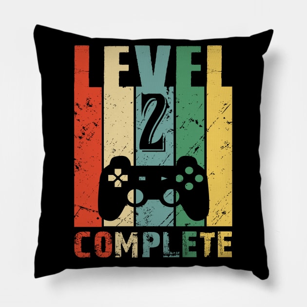Vintage 2nd Wedding Anniversary Level 2 Complete Video Gamer Birthday Gift Ideas Pillow by smtworld