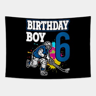 6 Year Old Ice Hockey Themed Birthday Party 6Th Boy Tapestry