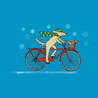 Cycling Dog and Squirrel | Cute Animals Holiday T-Shirt