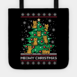 Meowy Christmas ugly sweater Tote