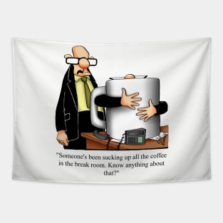 Funny Coffee Drinker Spectickles Cartoon Humor Tapestry