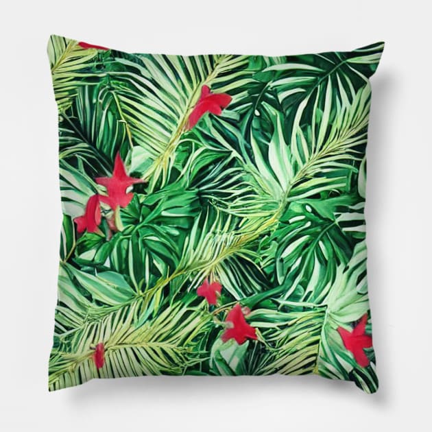 Tropical plants nature background Pillow by Alekxemko