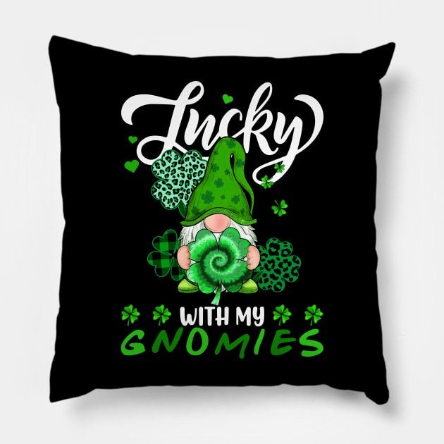 Happy St. Patrick's Day Leopard Tie Dye Shamrock Gnome Pillow by Jhon Towel