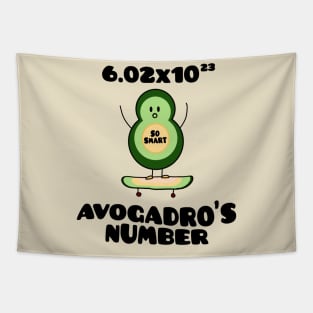 Funny Chemistry Joke Avogadros Number on Skateboard So Smart Avocado Puns Tapestry