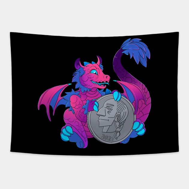 Bi Pride Pocket Dragon Tapestry by TheMightyQ