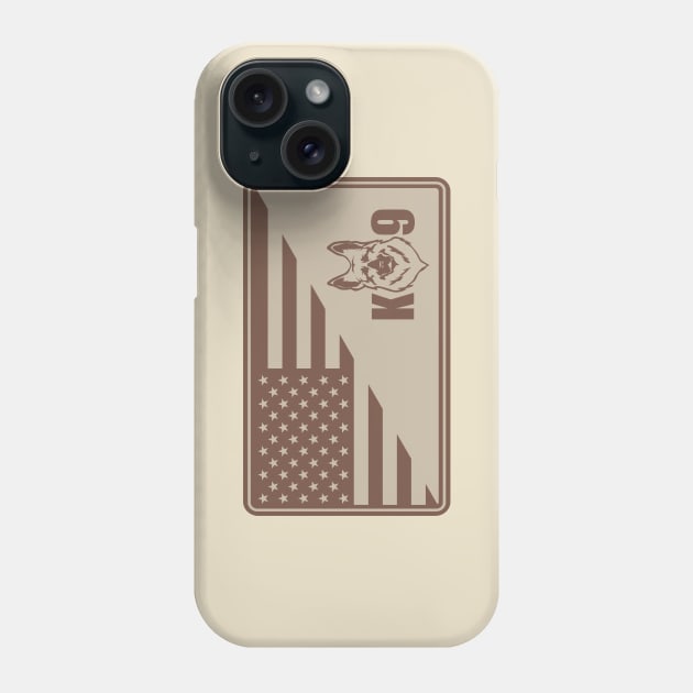 K9 US Flag Subdued Desert Patch Phone Case by TCP