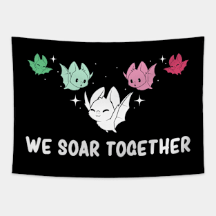 Subtle Abrosexual Pride Flag Cute Kawaii Bat Tapestry