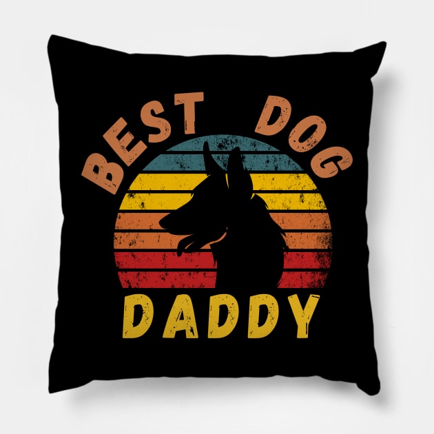 Vintage Best Dog Daddy Shirt Cool Father's Day Gift Retro T Shirt Pillow by SPOKN