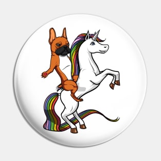 French Bulldog Riding Unicorn Pin