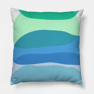 Colorful Abstract Blue and Green Shapes Pillow