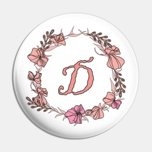 Letter D Rose Pink Initial Monogram - Letter D Pin