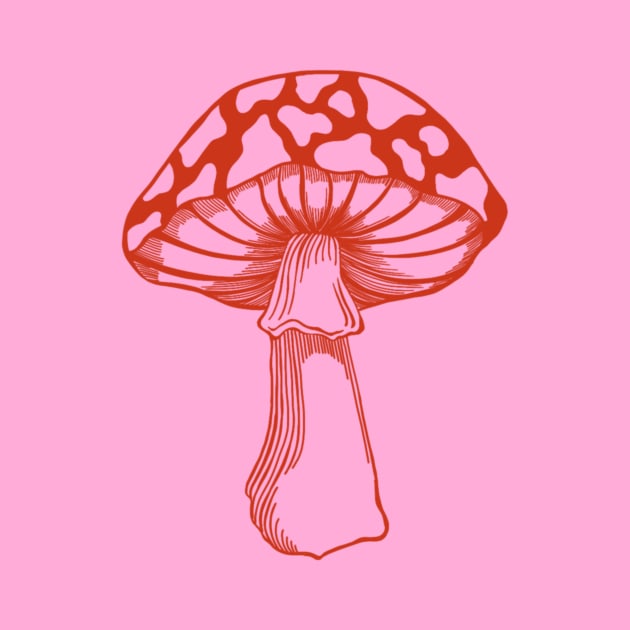 Cute, red mushroom in pink background by Online_District