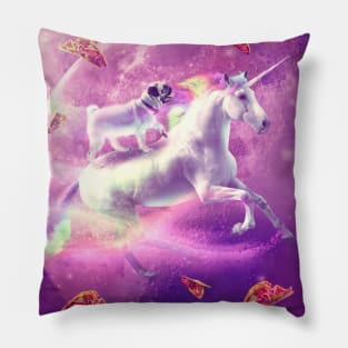 Space Pug Riding On Flying Unicorn With Taco Pillow