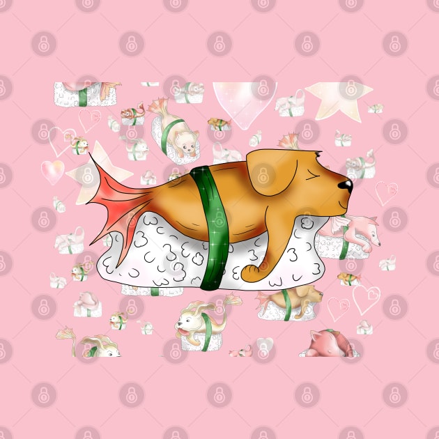 cute brown sushi dog by cuisinecat