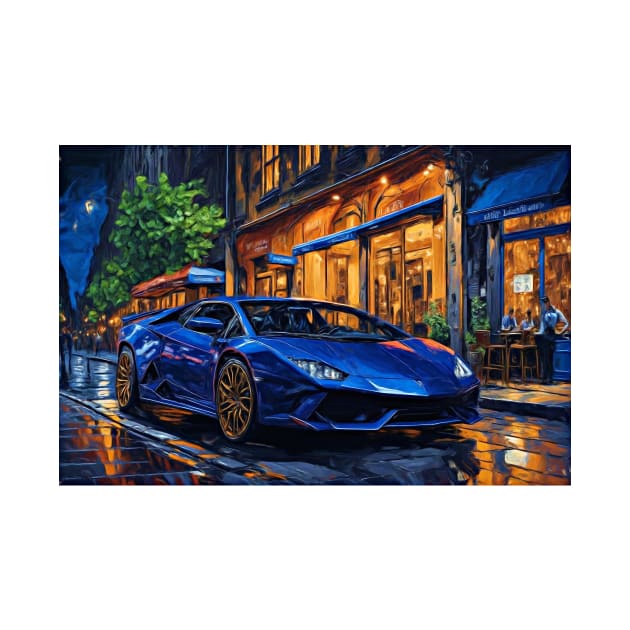 Lambo at night by DeVerviers