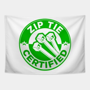 Zip Tie Certified Mechanic Sticker, Funny Technician Mechanic Electrician Construction Tapestry