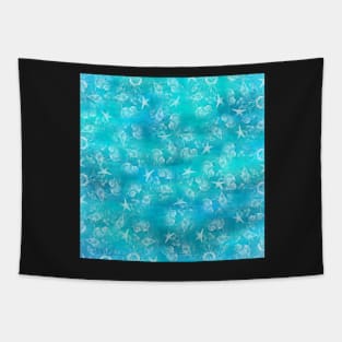 Deep ocean view, shells, sea snails, nautical print Tapestry