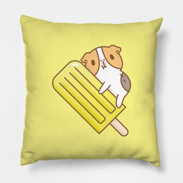 Guinea pig and yellow ice pop Pillow by Noristudio