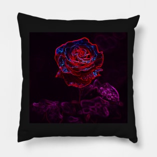 Rose Neon/Cyberpunk/Vaporwave Inspired Art Pillow