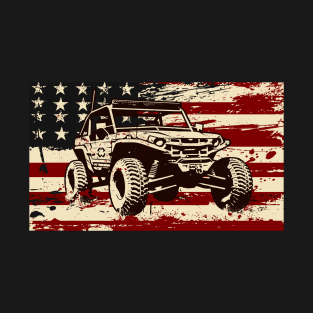 Retro USA Flag Dune Buggy Sand Driver 4x4 Beach rider Baja buggy Offroader T-Shirt