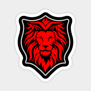 Red Lion on Stylized Shield Magnet